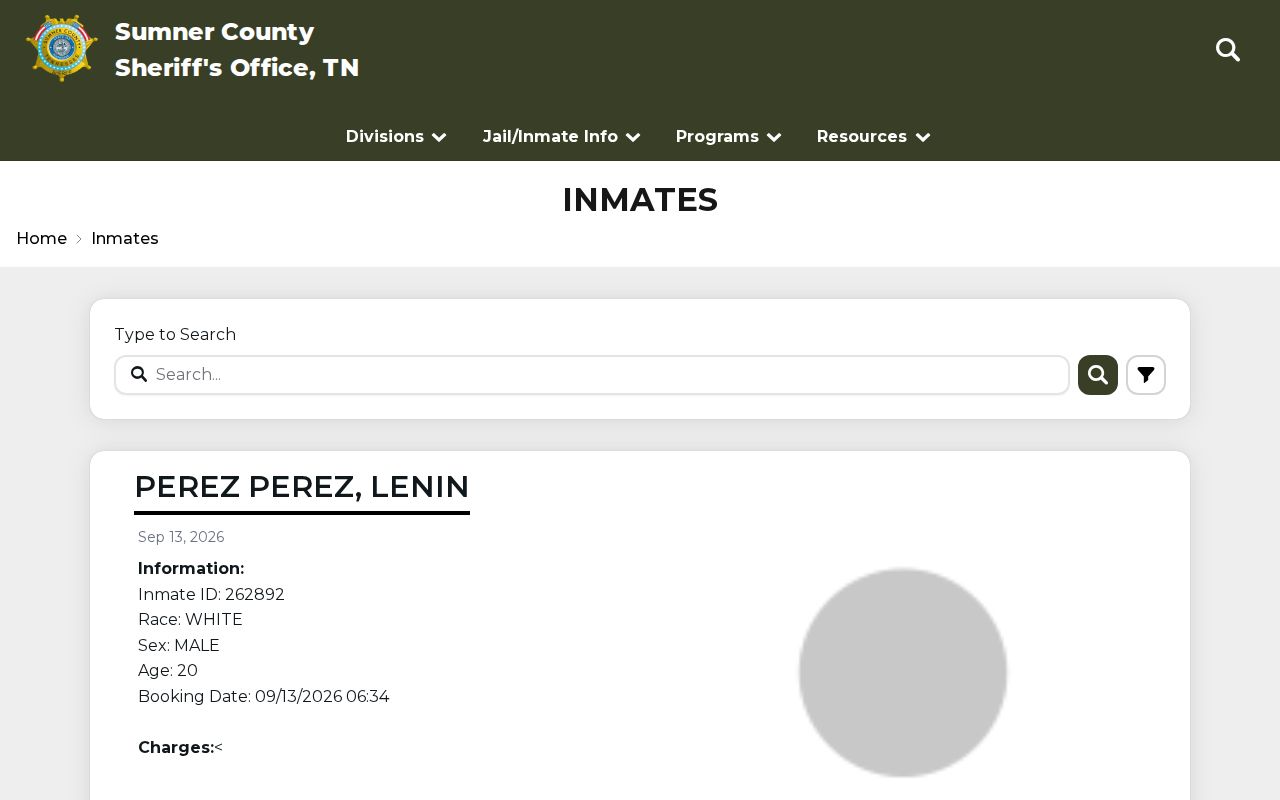 Sumner County Jail current custody roster search
