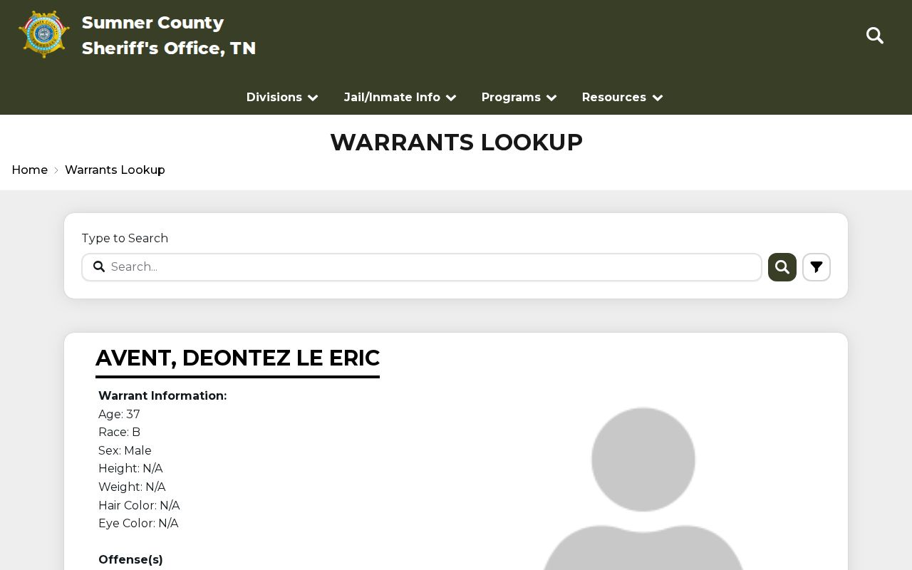 Sumner County official arrest warrant lookup