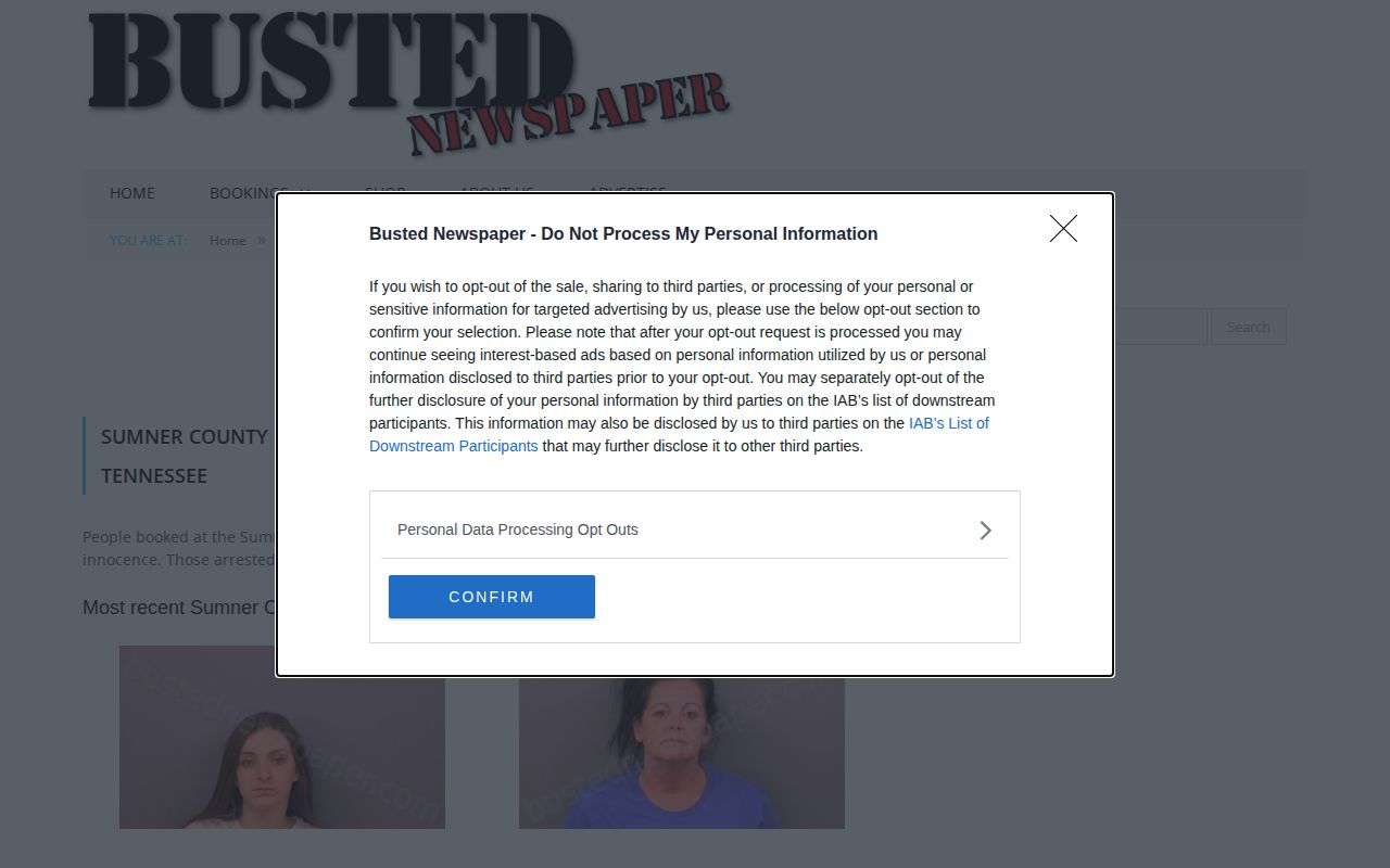 Unofficial Sumner County arrest archive interface